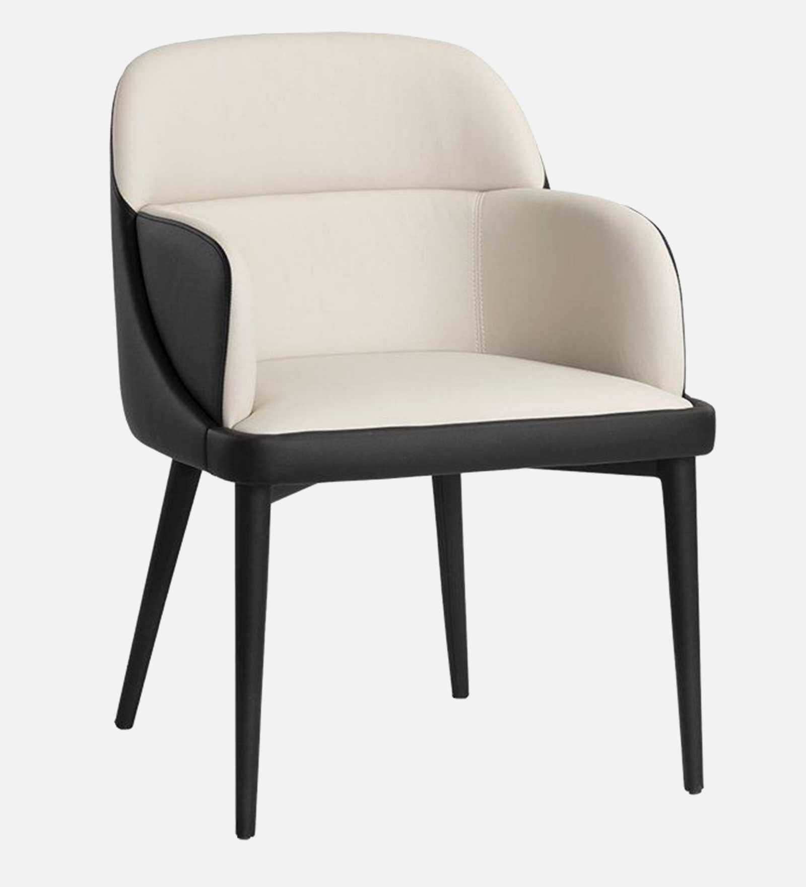 ZENTRA ARM CHAIR OFF WHITE LEATHERATTE WITH BLACK LEGS FINISH - Image 7