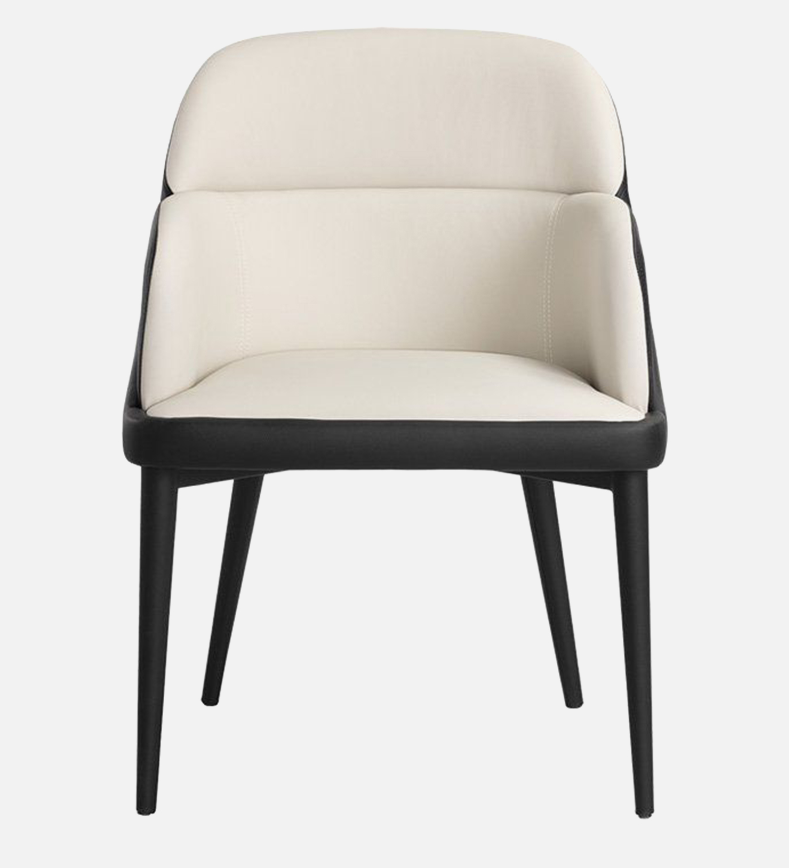 ZENTRA ARM CHAIR OFF WHITE LEATHERATTE WITH BLACK LEGS FINISH - Image 6