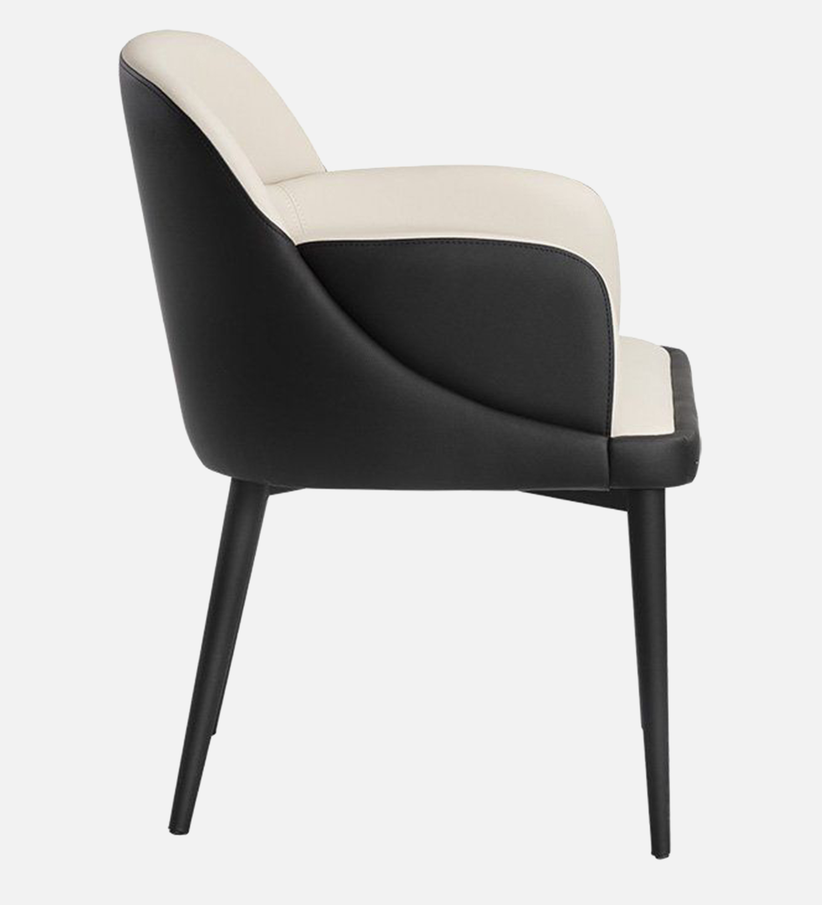 ZENTRA ARM CHAIR OFF WHITE LEATHERATTE WITH BLACK LEGS FINISH - Image 5