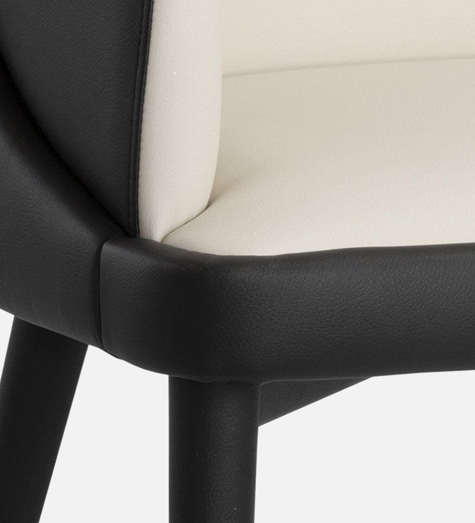 ZENTRA ARM CHAIR OFF WHITE LEATHERATTE WITH BLACK LEGS FINISH - Image 3