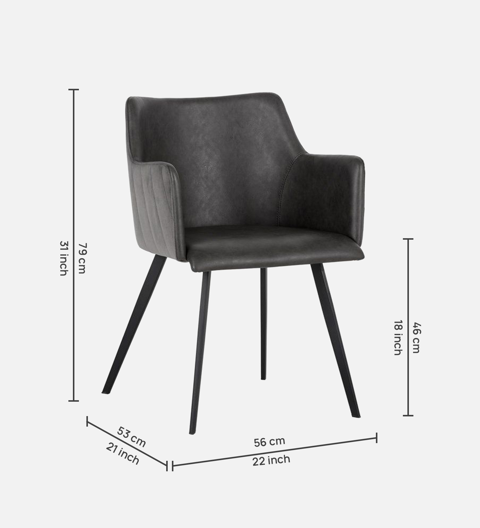 ELANA ARM CHAIR BLACK LEATHERATTE FINISH - Image 6