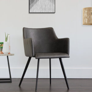 ELANA ARM CHAIR BLACK LEATHERATTE FINISH