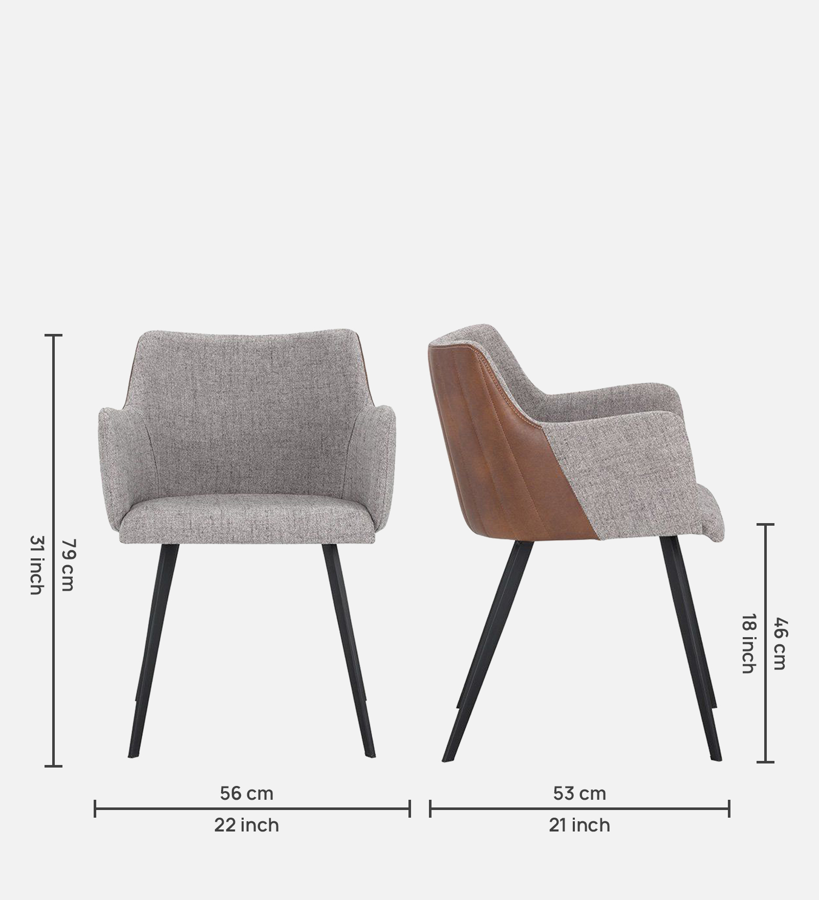 ELANA ARM CHAIR WITH GREY AND BLACK FINISH - Image 9