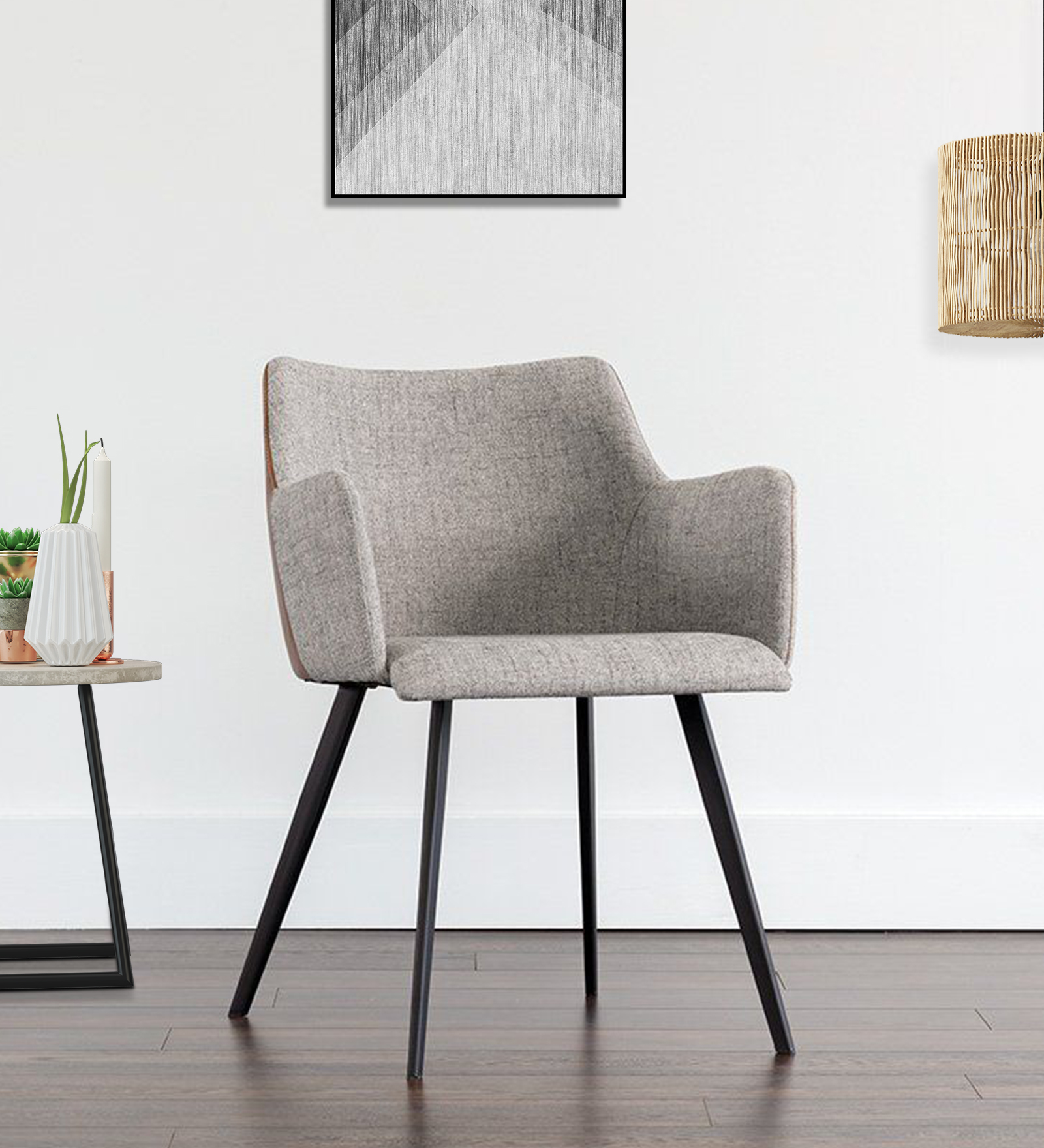 ELANA ARM CHAIR WITH GREY AND BLACK FINISH