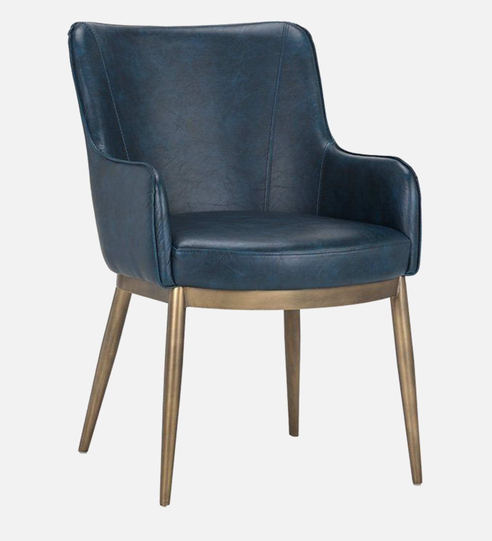 ASKO ARM CHAIR WITH TURKIS BLUE LEATHERATTE AND BRASS ANTIQ FINISH - Image 7