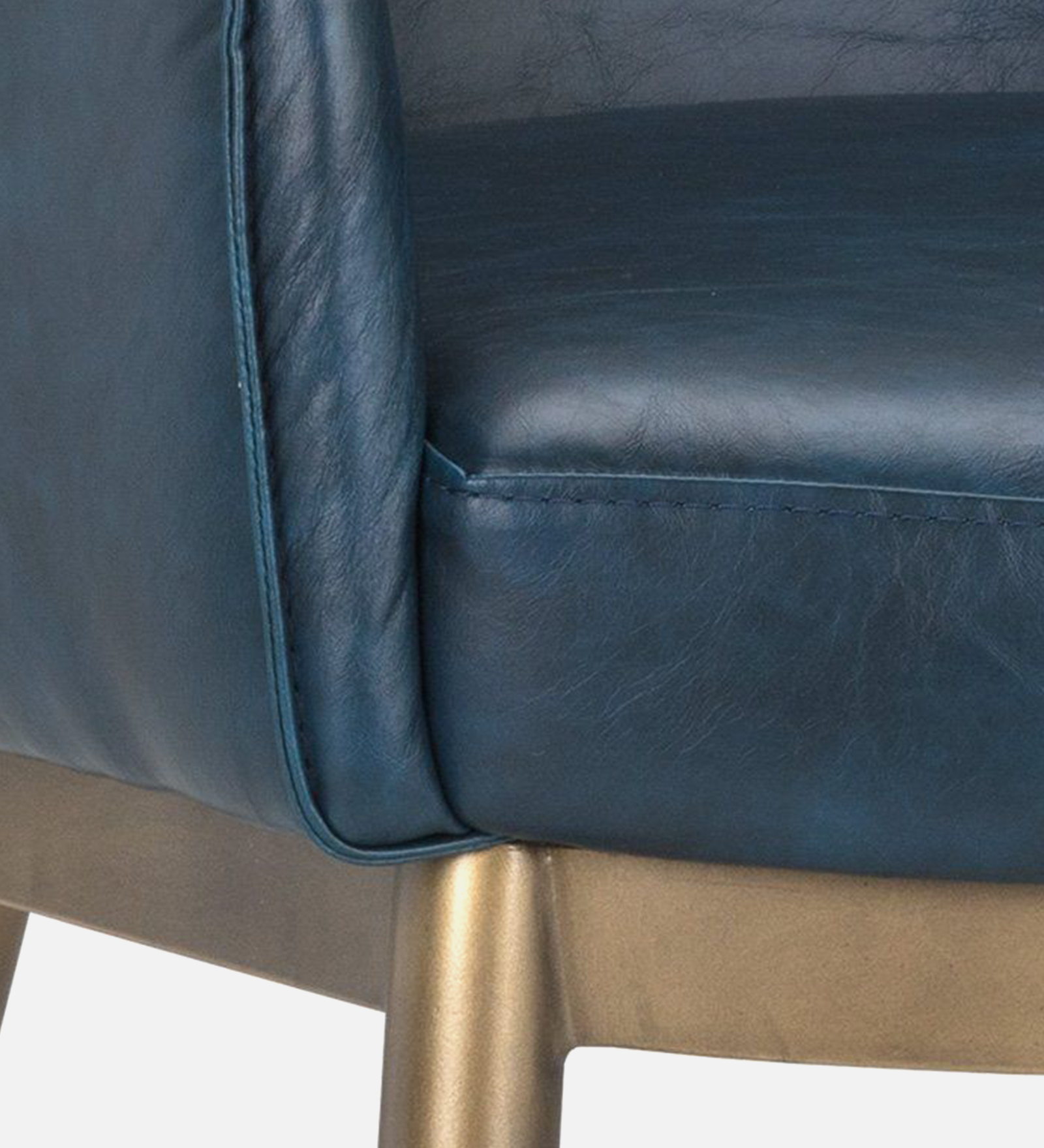ASKO ARM CHAIR WITH TURKIS BLUE LEATHERATTE AND BRASS ANTIQ FINISH - Image 4