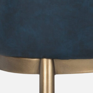 ASKO ARM  CHAIR   WITH TURKIS BLUE LEATHERATTE AND BRASS ANTIQ FINISH