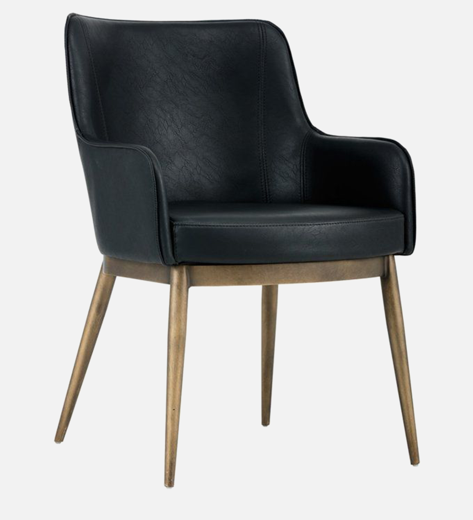 ASKO ARM CHAIR WITH BLACK LEATHERATTE AND BRASS ANTIQ FINISH - Image 5