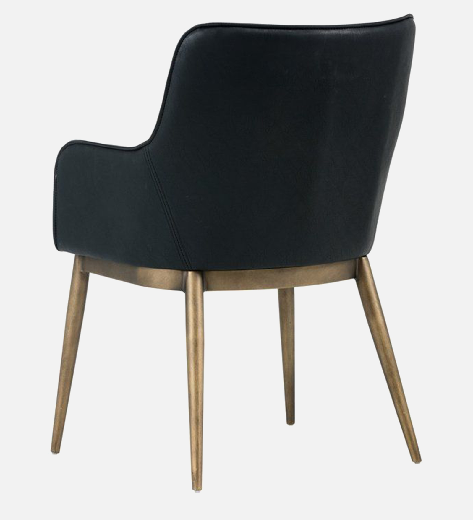 ASKO ARM CHAIR WITH BLACK LEATHERATTE AND BRASS ANTIQ FINISH - Image 4