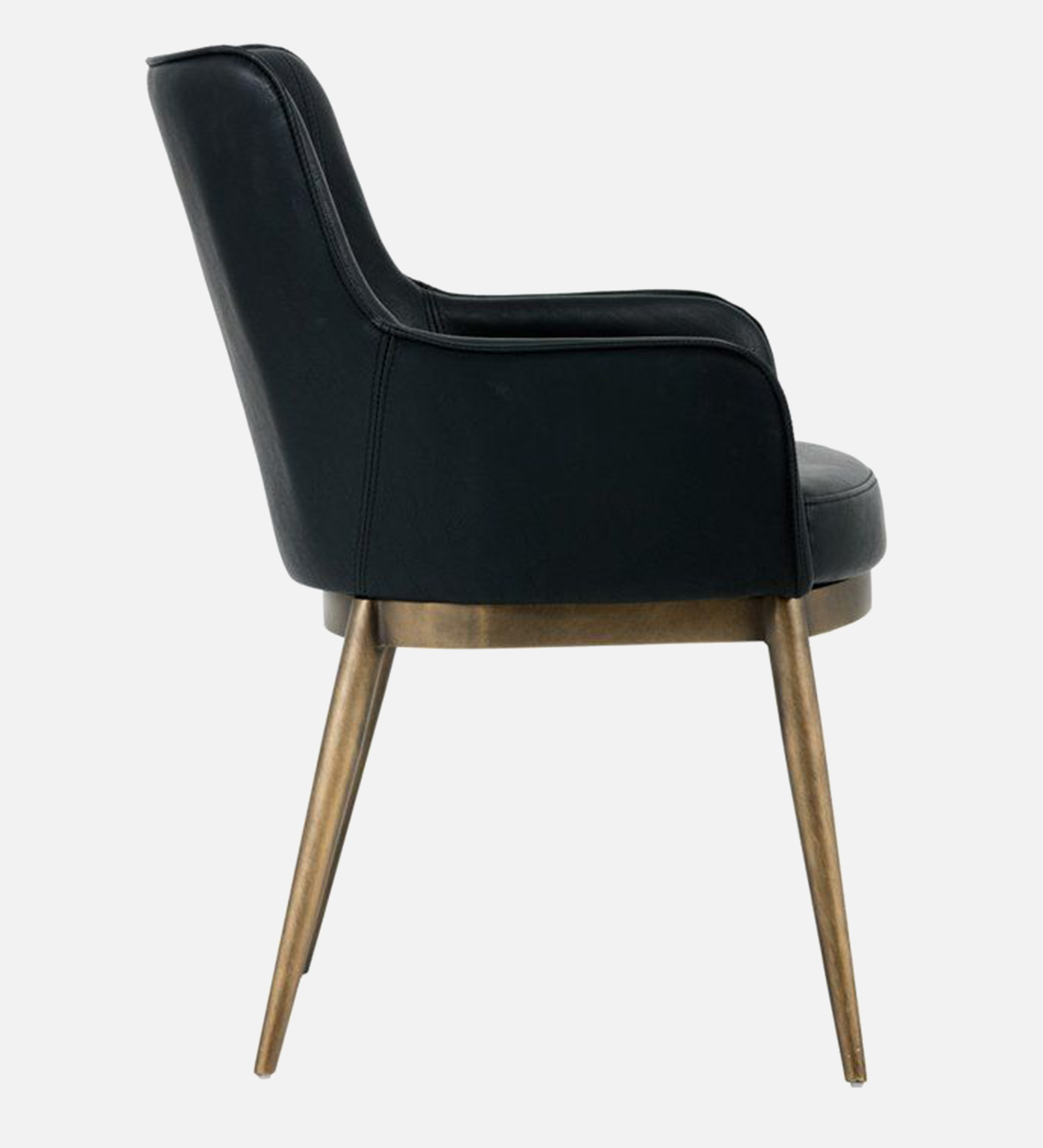 ASKO ARM CHAIR WITH BLACK LEATHERATTE AND BRASS ANTIQ FINISH - Image 3