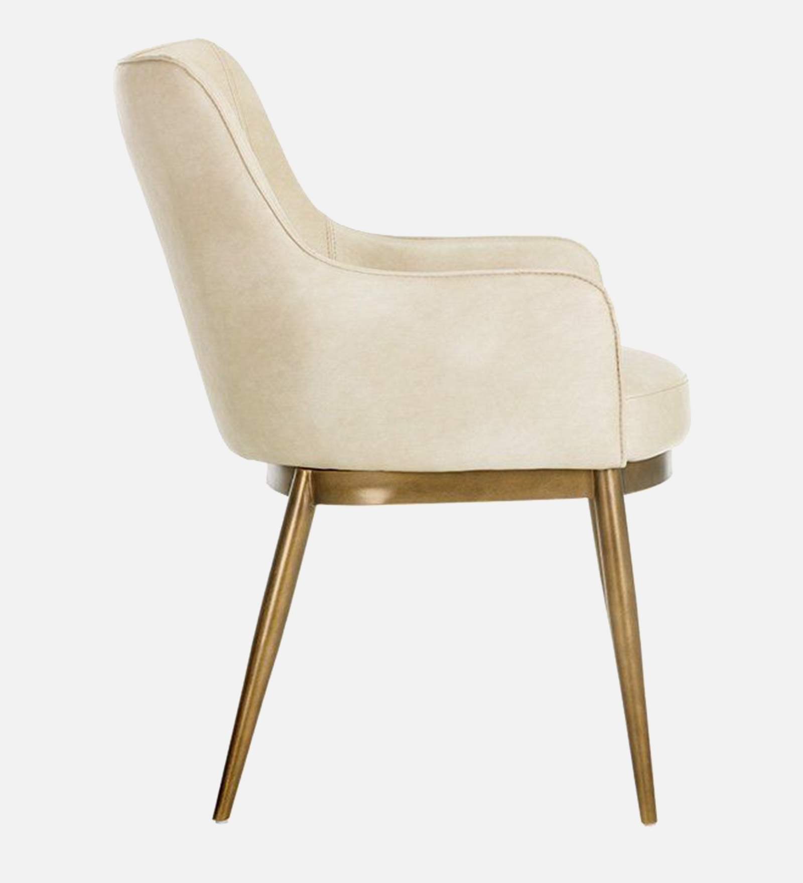 ASKO ARM CHAIR OFF WHITE LEATHERATTE AND BRASS ANTIQ FINISH - Image 4