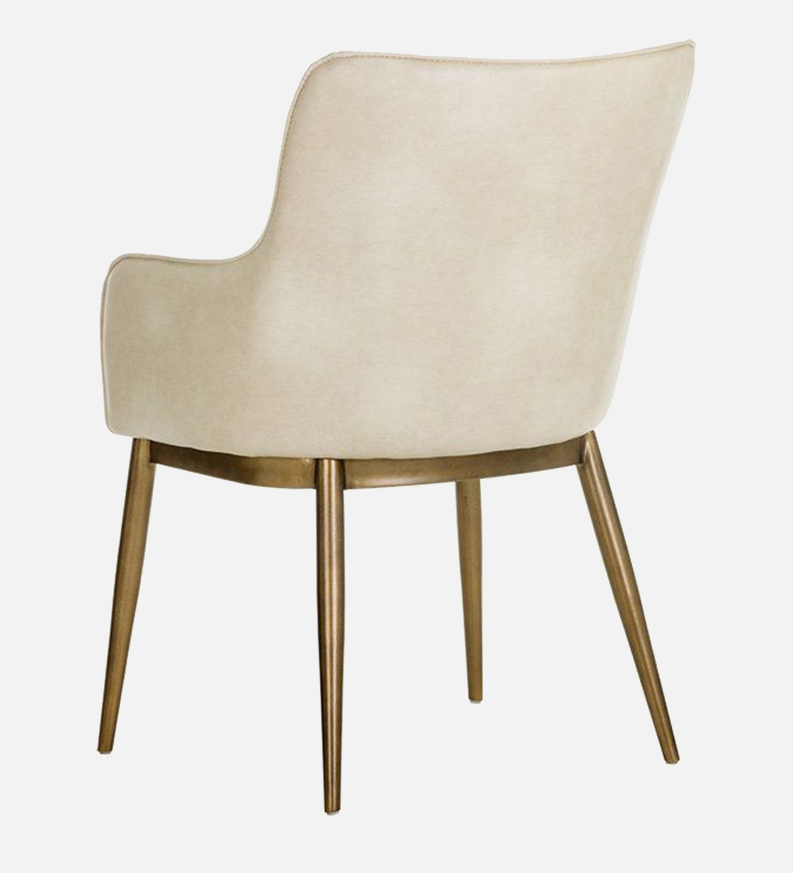 ASKO ARM CHAIR OFF WHITE LEATHERATTE AND BRASS ANTIQ FINISH - Image 3