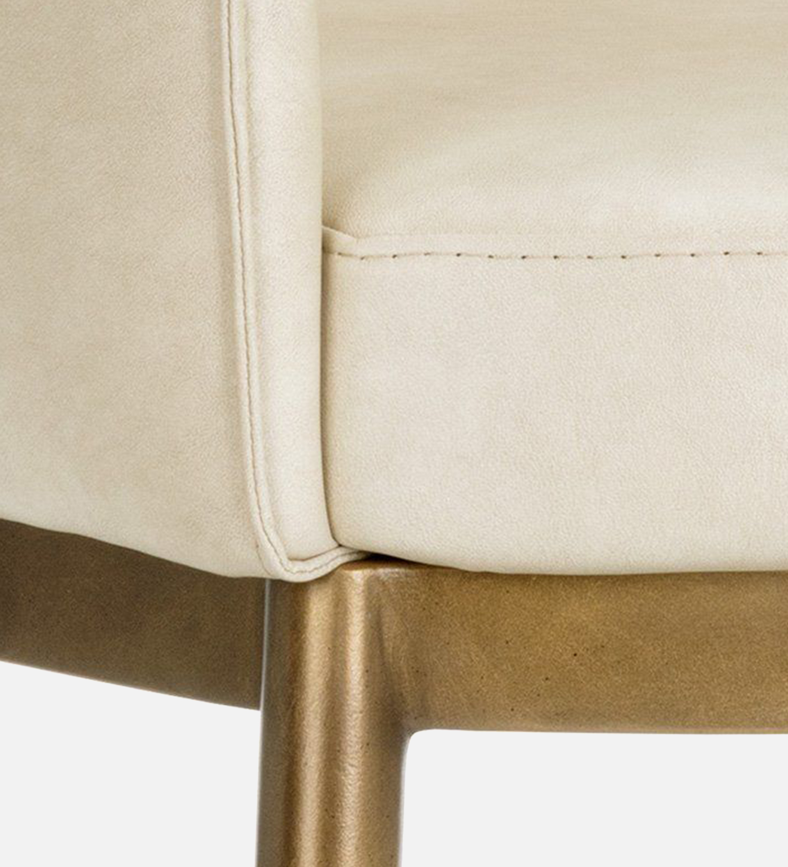 ASKO ARM CHAIR OFF WHITE LEATHERATTE AND BRASS ANTIQ FINISH - Image 2