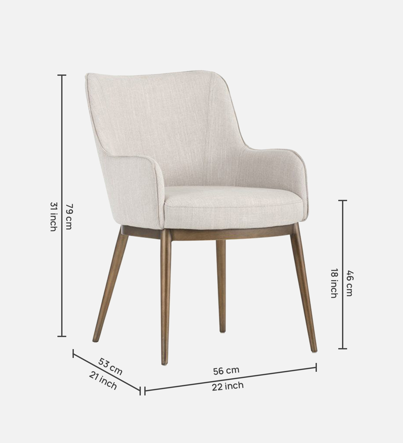 ASKO ARM CHAIR WITH OFF WHITE, FABRIC AND BRASS ANTIQ FINISH - Image 8