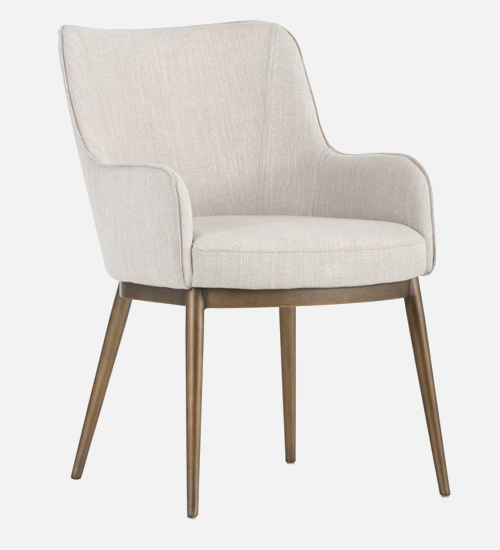 ASKO ARM CHAIR WITH OFF WHITE, FABRIC AND BRASS ANTIQ FINISH - Image 7