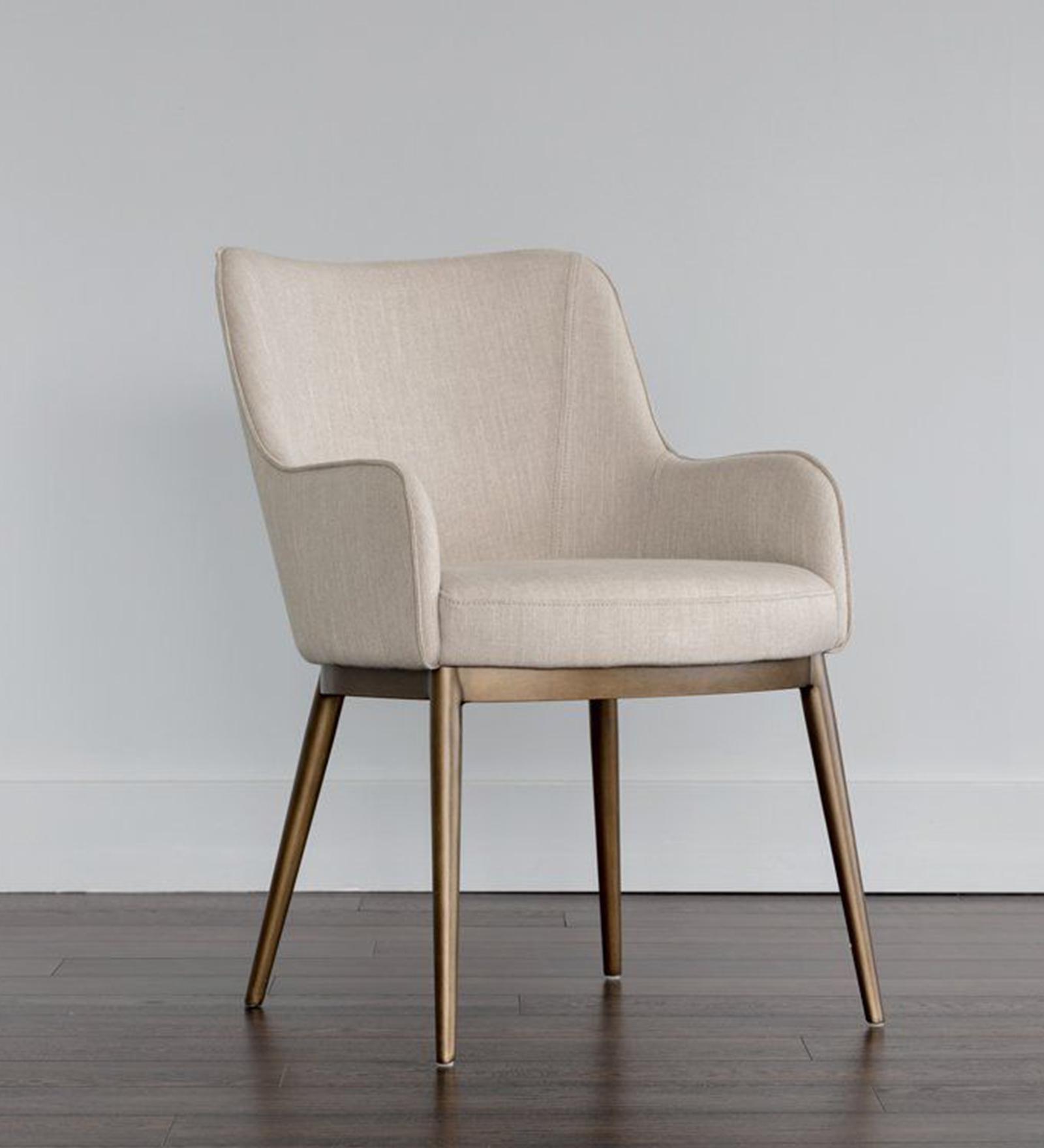 ASKO ARM CHAIR WITH OFF WHITE, FABRIC AND BRASS ANTIQ FINISH - Image 4