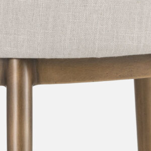 ASKO ARM  CHAIR   WITH OFF WHITE, FABRIC AND BRASS ANTIQ FINISH