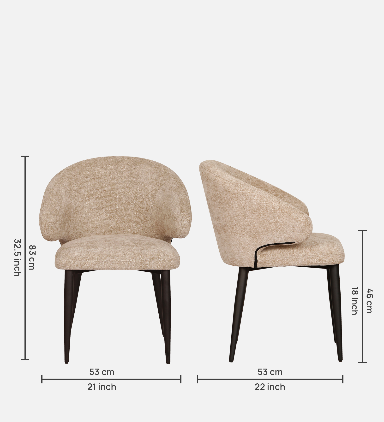 GULDEV ARM CHAIR SUEDE BEIGE WITH BLACK FINISH - Image 7