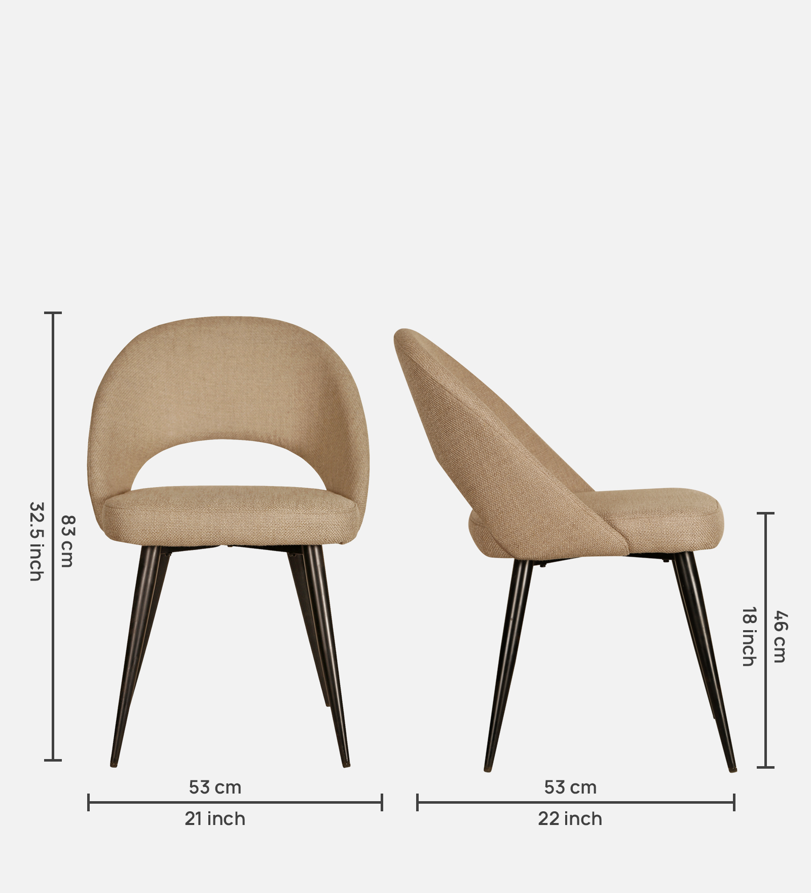 DEVAS ARM CHAIR BEIGE WITH BLACK LEGS FINISH - Image 6