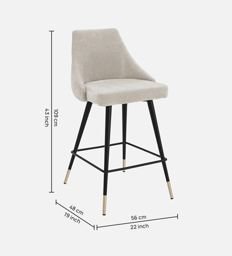 AMRAT BAR CHAIR WITH OFF WHITE, BLACK AND GOLD FINISH - Image 6