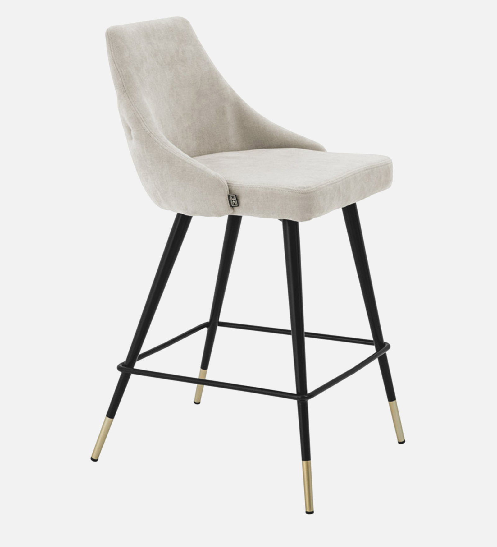 AMRAT BAR CHAIR WITH OFF WHITE, BLACK AND GOLD FINISH - Image 2