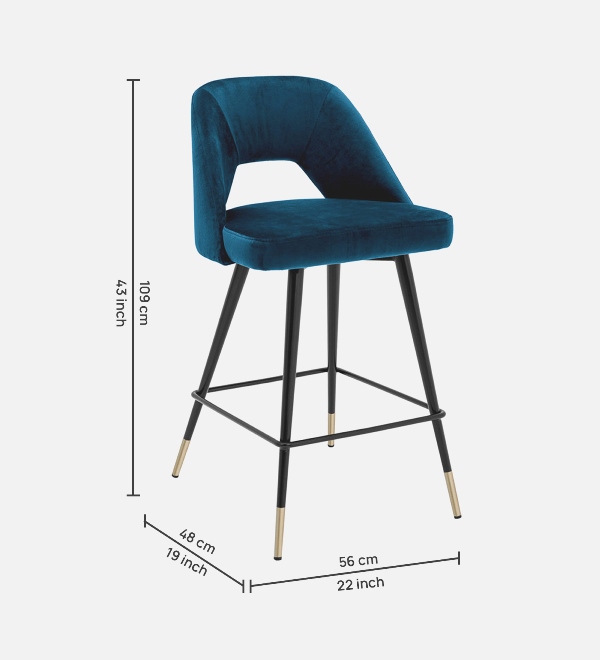 NORT BAR CHAIR WITH BLUE, BLACK AND GOLD FINISH - Image 6