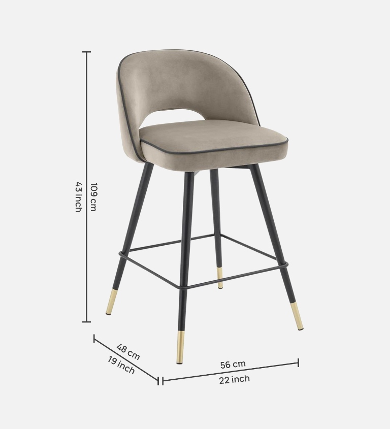 AMSTARD BAR CHAIR WITH GREY, BLACK AND GOLD FINISH - Image 5
