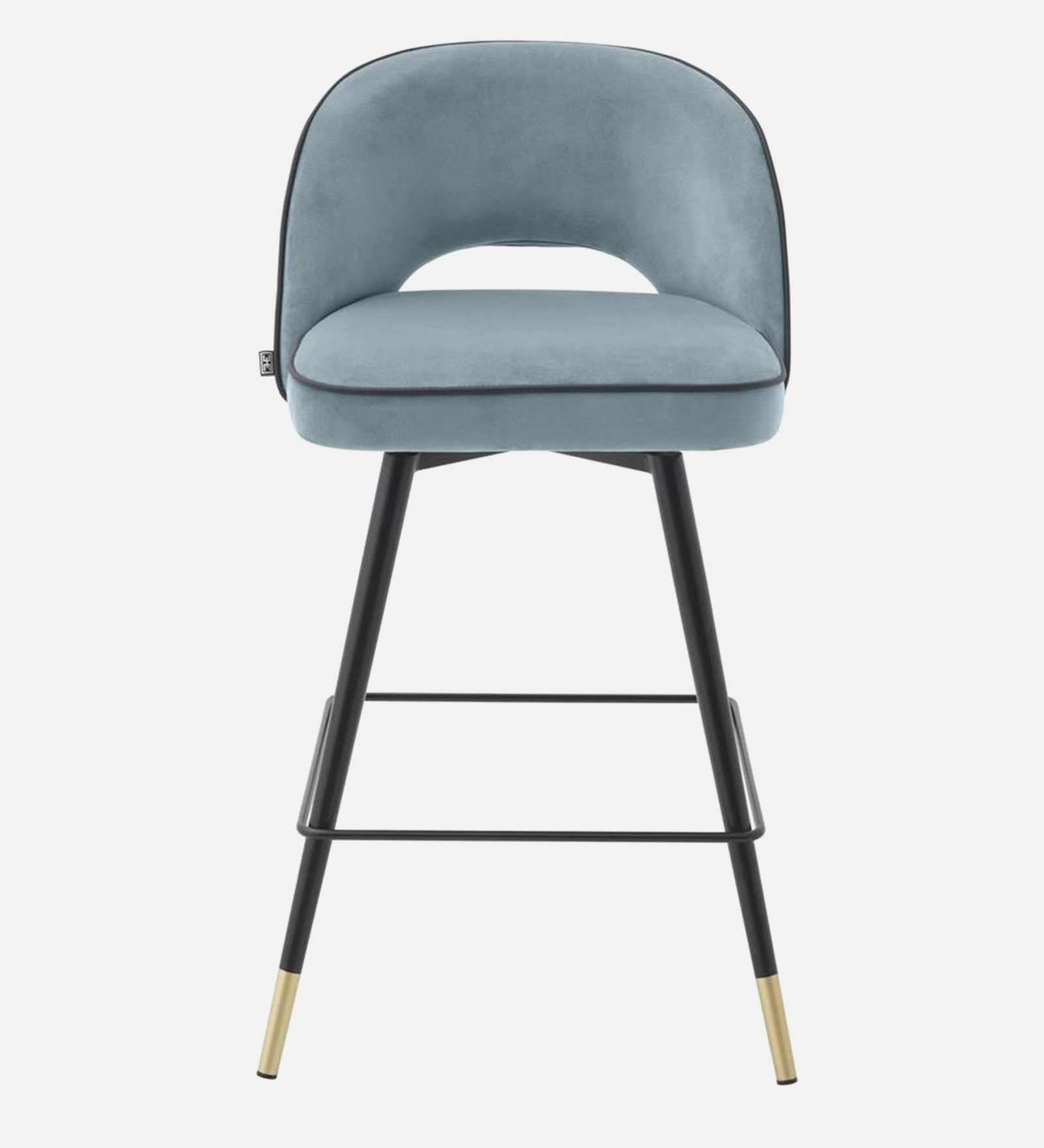AMSTARD BAR CHAIR WITH SKY BLUE, BLACK AND GOLD FINISH - Image 4