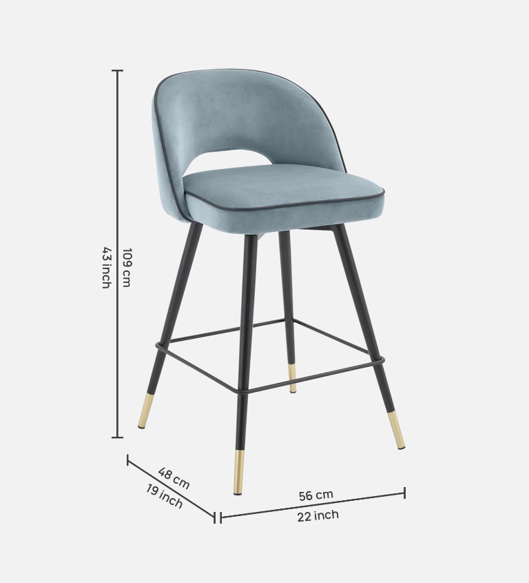 AMSTARD BAR CHAIR WITH SKY BLUE, BLACK AND GOLD FINISH - Image 5