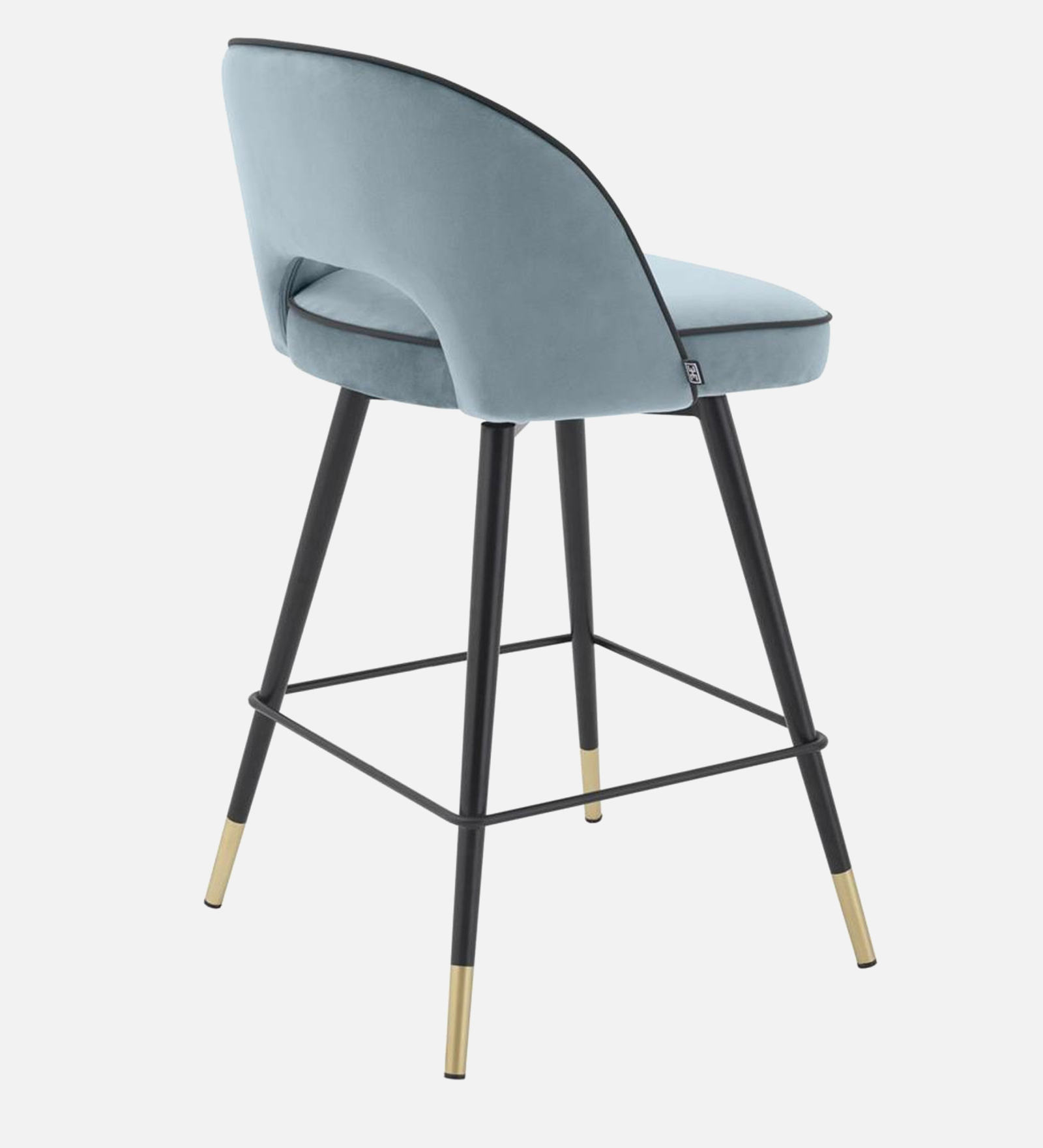 AMSTARD BAR CHAIR WITH SKY BLUE, BLACK AND GOLD FINISH - Image 3