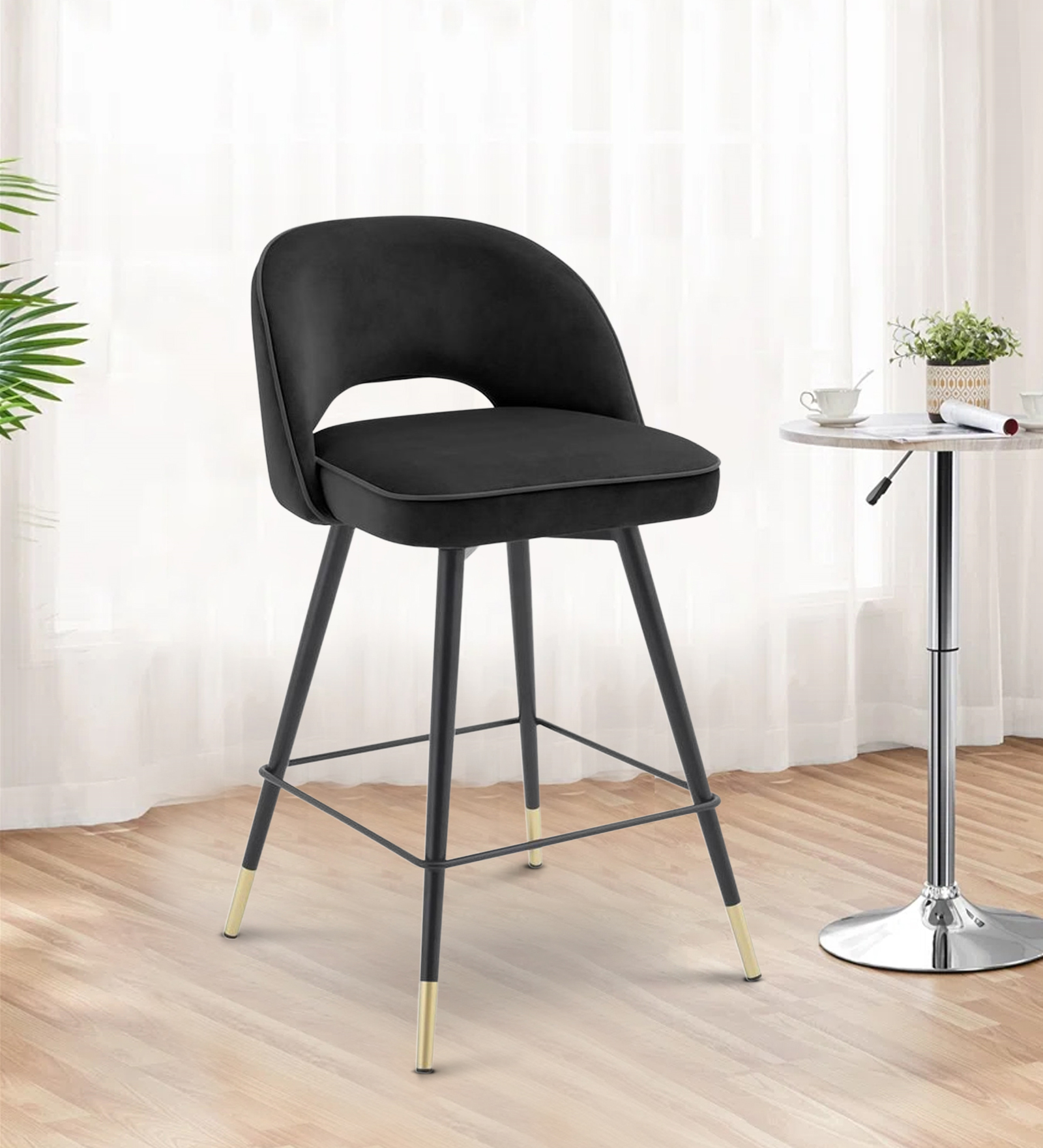 AMSTARD BAR CHAIR WITH BLACK AND GOLD FINISH