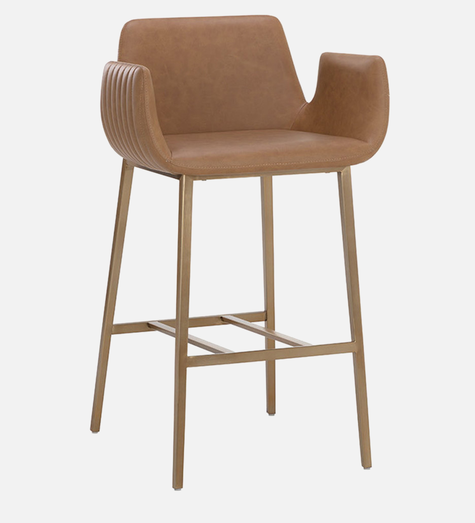 ROM BAR CHAIR WITH TAN LEATHERATTE/GOLD FINISH - Image 3