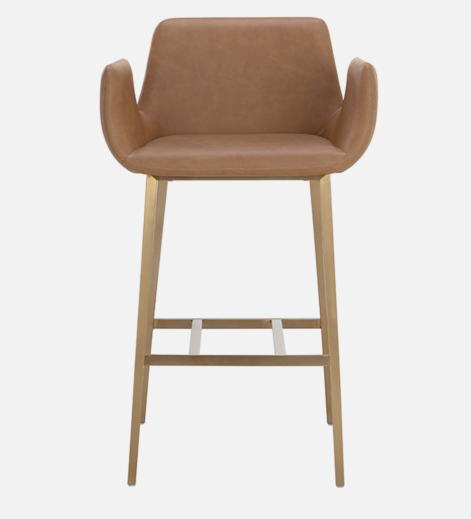 ROM BAR CHAIR WITH TAN LEATHERATTE/GOLD FINISH - Image 2