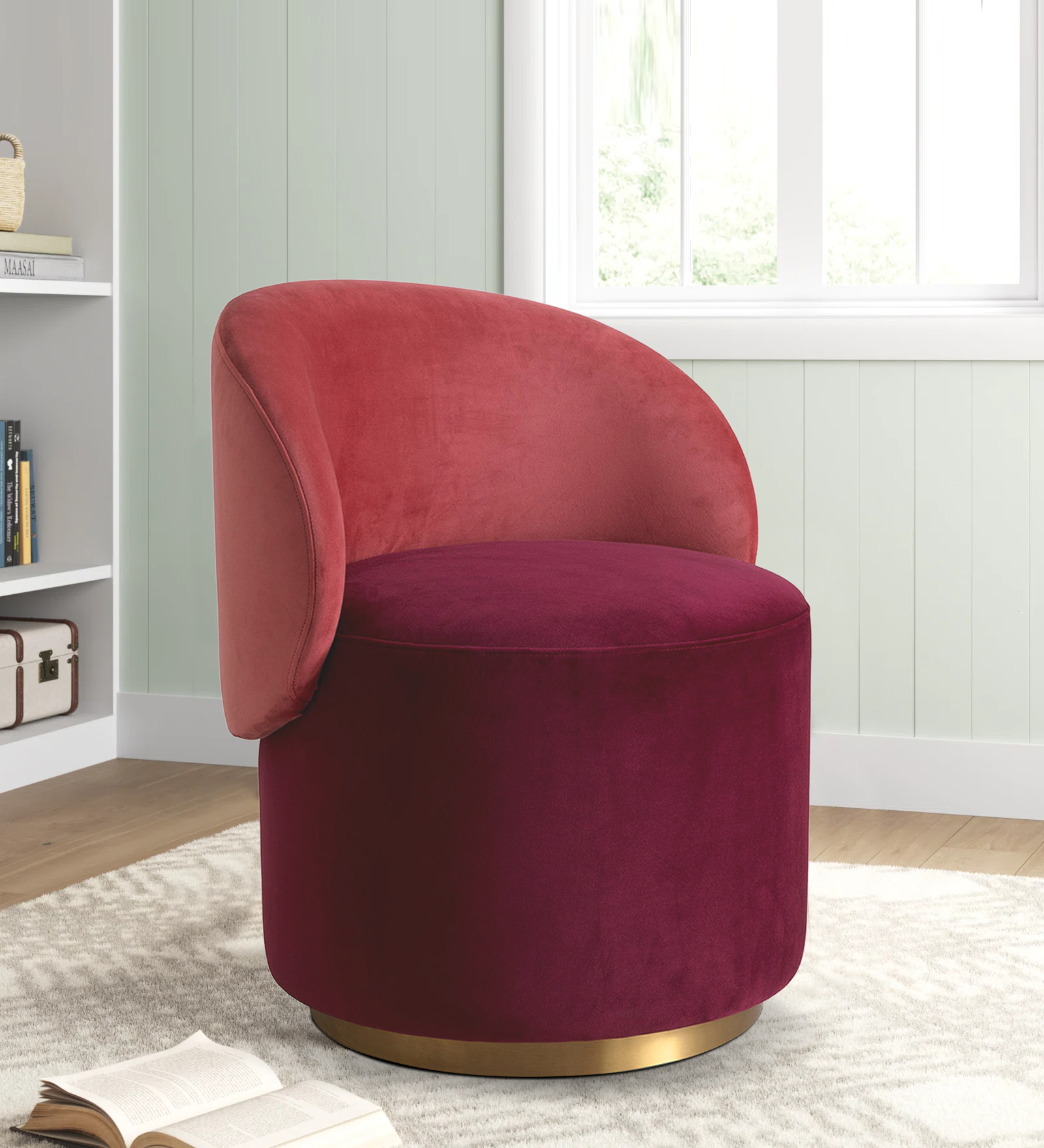 REMEO CAFA CHAIR WITH MEHROON AND GOLD FINISH