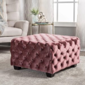 ROHN DOTTED OTTOMAN WITH CHAMPAGNE COLOR