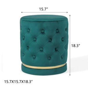 ROHN DOTTED ROUND OTTOMAN WITH TURKIS BLUE COLOR
