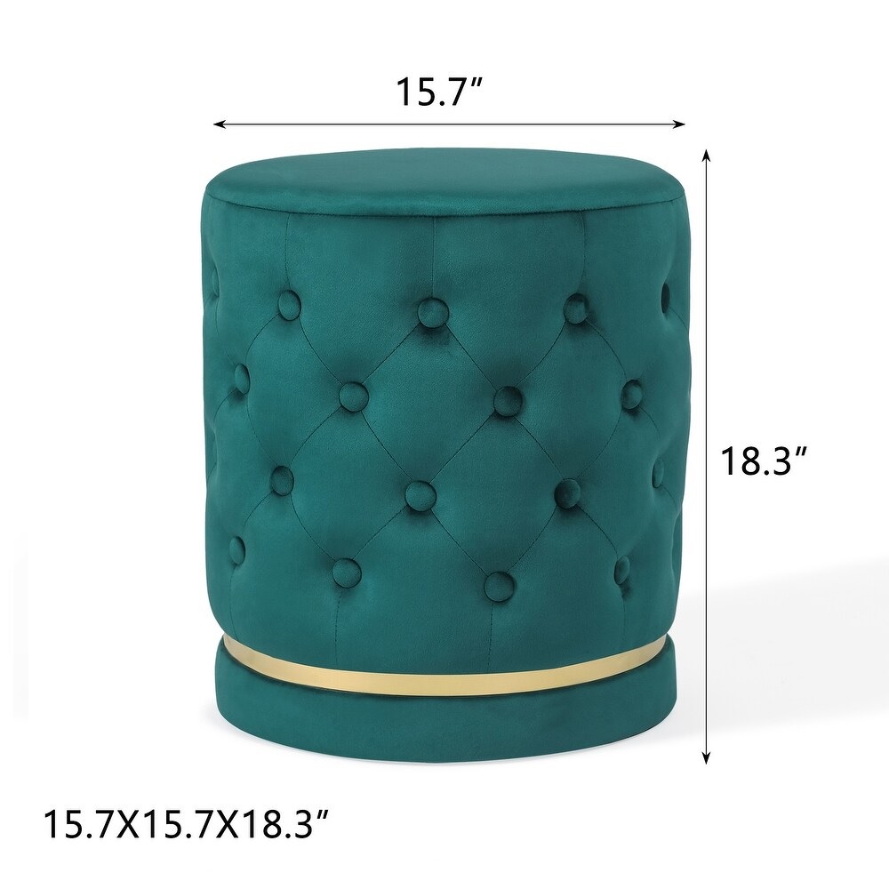 ROHN DOTTED ROUND OTTOMAN WITH TURKIS BLUE COLOR - Image 2