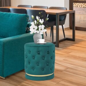 ROHN DOTTED ROUND  OTTOMAN WITH TURKIS BLUE COLOR
