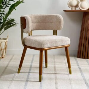 Volvo Dining and Arm chair with off white and wooden finish