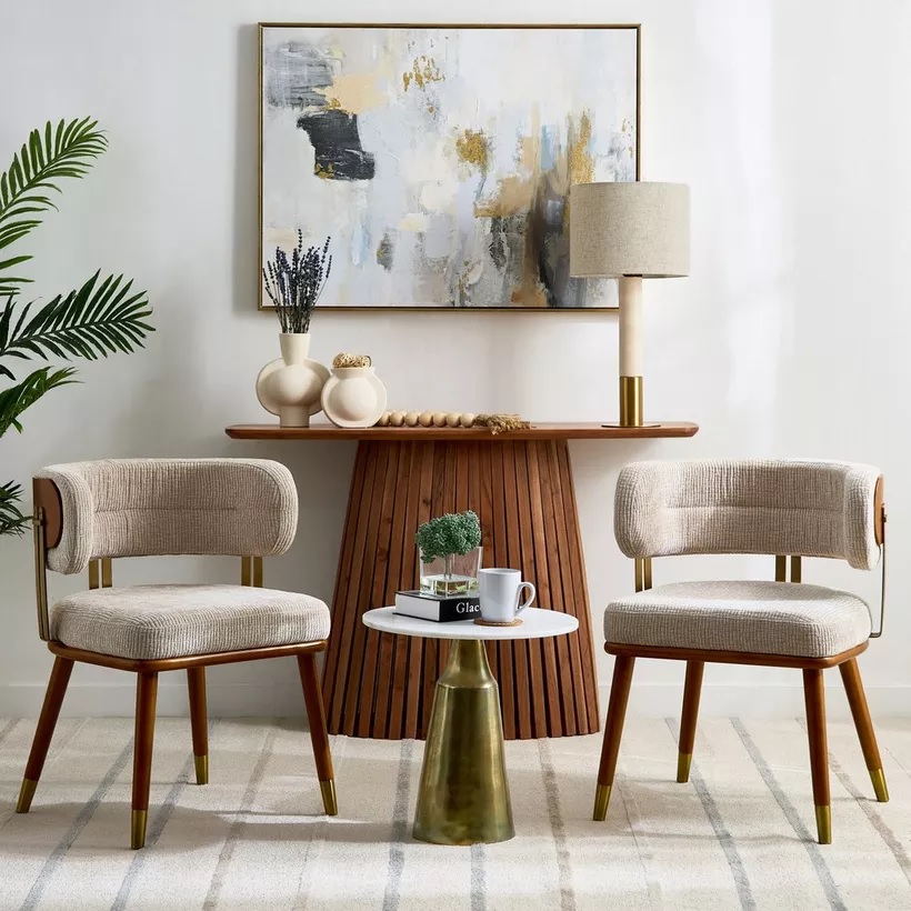 Volvo Dining and Arm chair with off white and wooden finish - Image 4