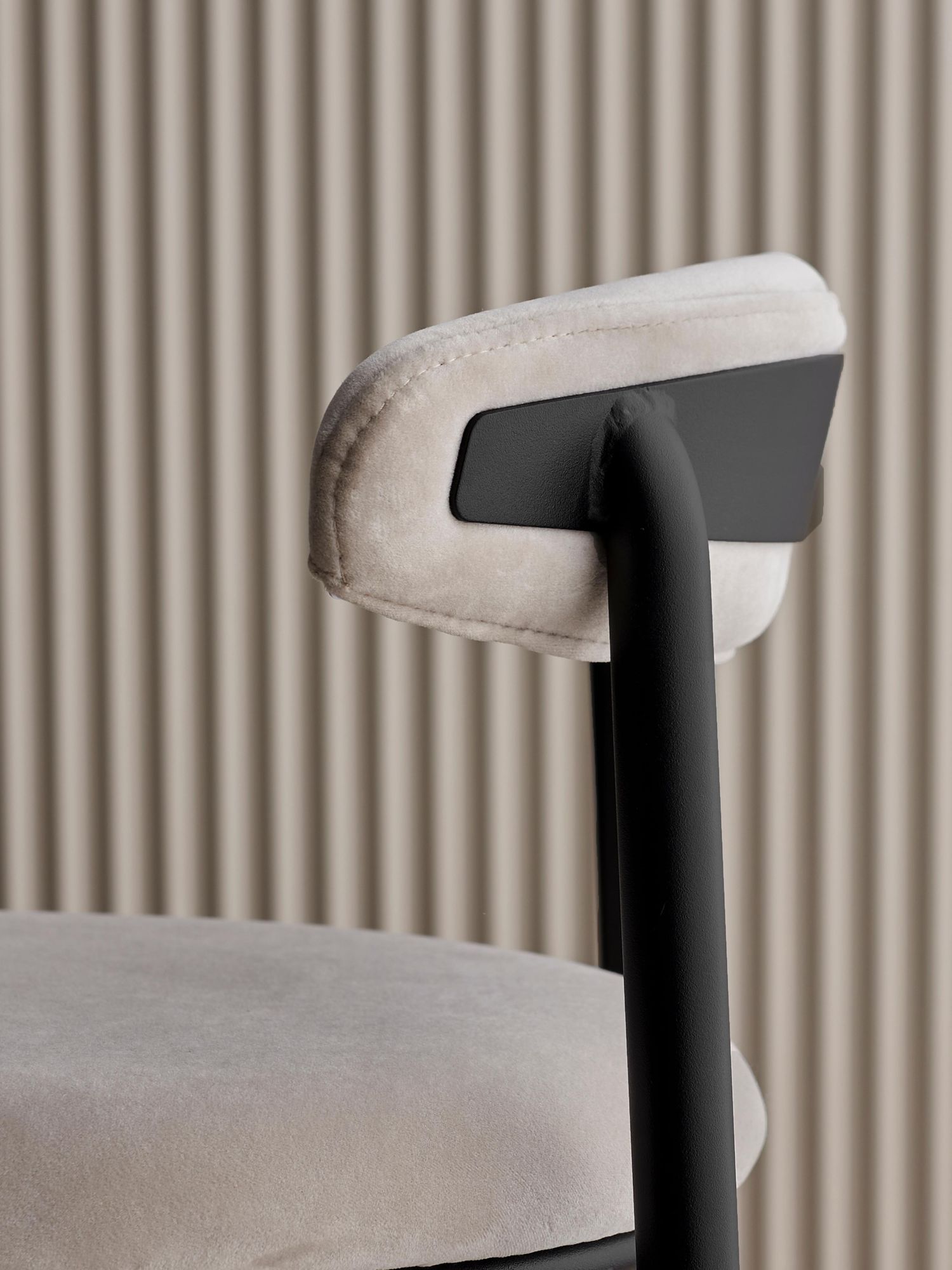 Bar chair with Brown cushion and black finish - Image 3