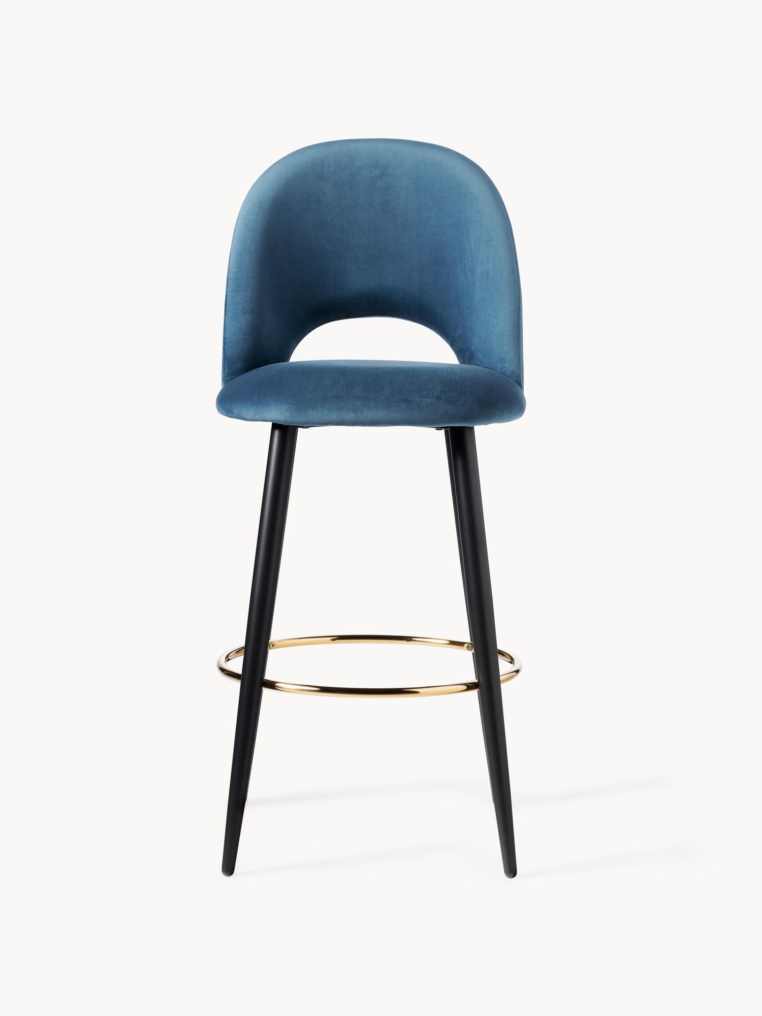 Bar chair with blue cushion and black finish - Image 5