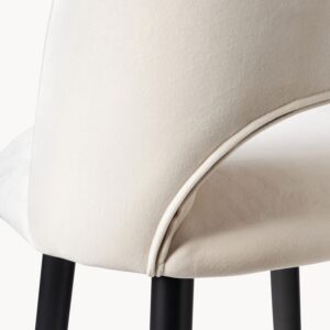 Bar chair with white cushion, black metal finish and gold footrest ring