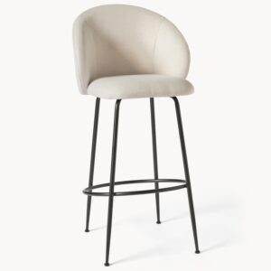 Bar chair with white cushion and black metal finish