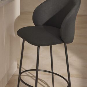 Bar chair with black cushion and black metal finish