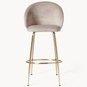 Bar chair with light pink cushion and gold metal finish